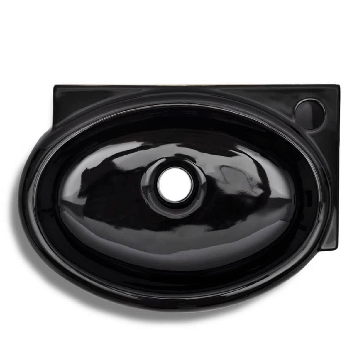 VIDAXL Vasque a trou de trop-plein/robinet ceramique pour salle de bain Noir