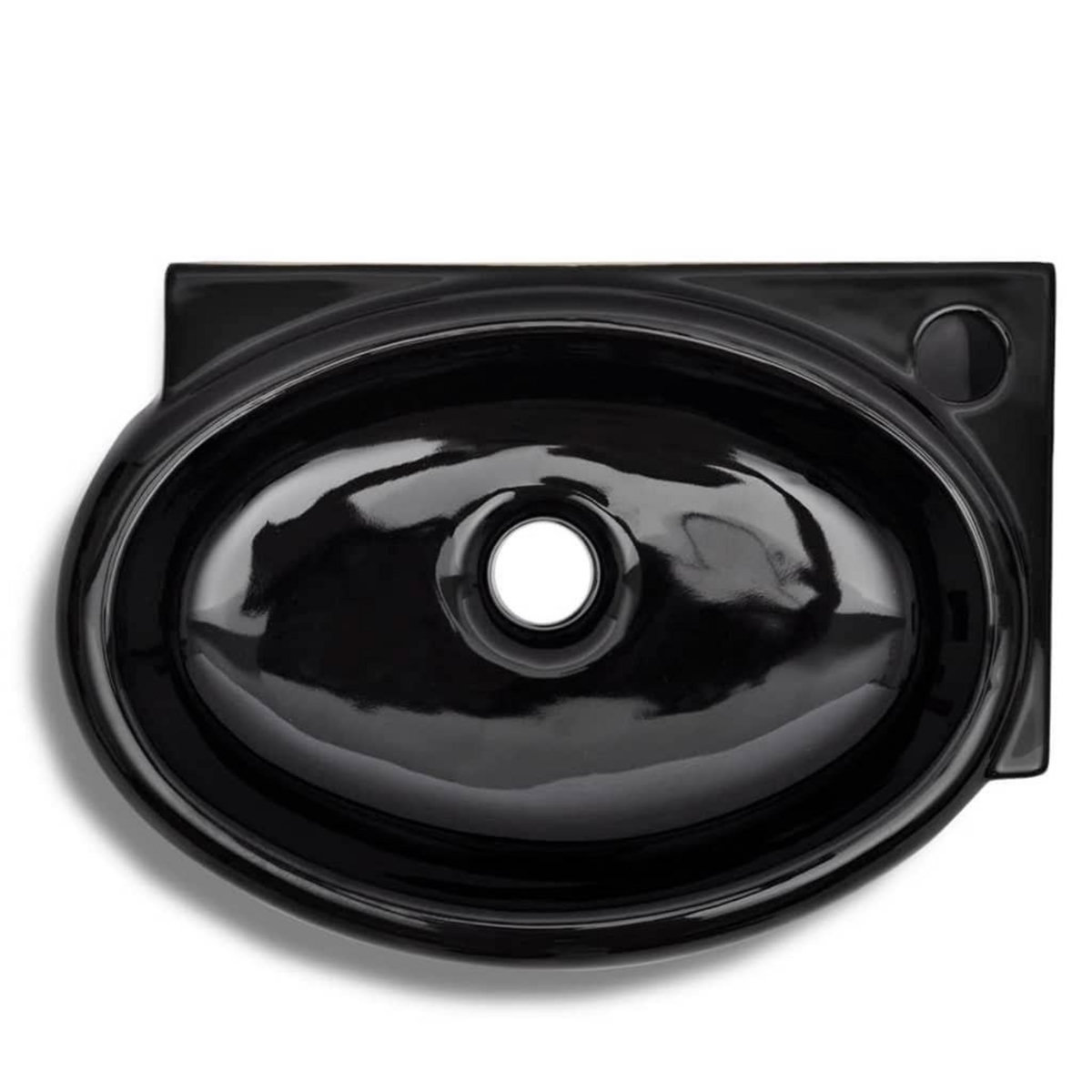 VIDAXL Vasque a trou de trop-plein/robinet ceramique pour salle de bain Noir