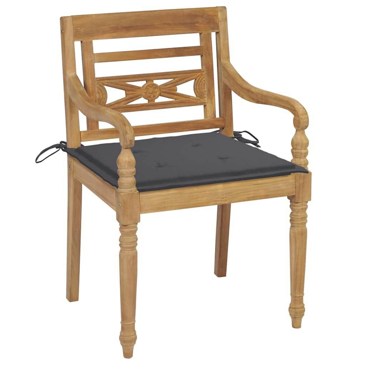 VIDAXL Chaises Batavia lot de 2 avec coussins anthracite Bois de teck