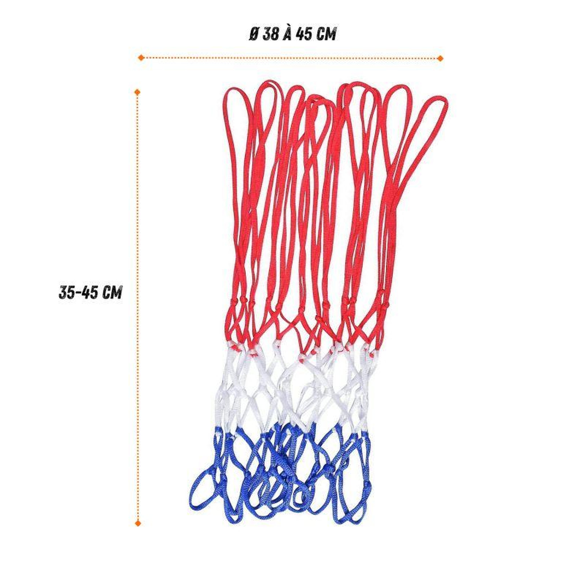 Voir la diapositive 3 : BUMBER Lot de 2 filets de panier de basket-ball - Rouge, blanc, bleu - Adaptabilité universelle et Installation facile