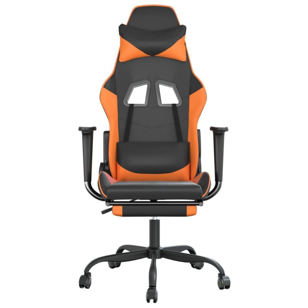 VIDAXL Chaise de jeu avec repose-pied Noir et orange Similicuir
