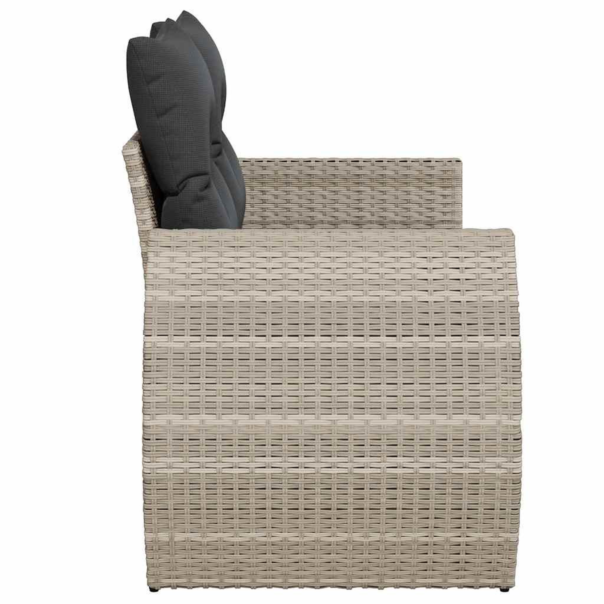 Voir la diapositive 5 : VIDAXL Canape de jardin 2 places et coussins gris clair resine tressee