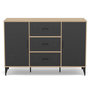 Voir la diapositive 1 : BEST MOBILIER Tribeca - buffet bas - effet bois et métal noir - 3 tiroirs et 2 portes - 140 cm