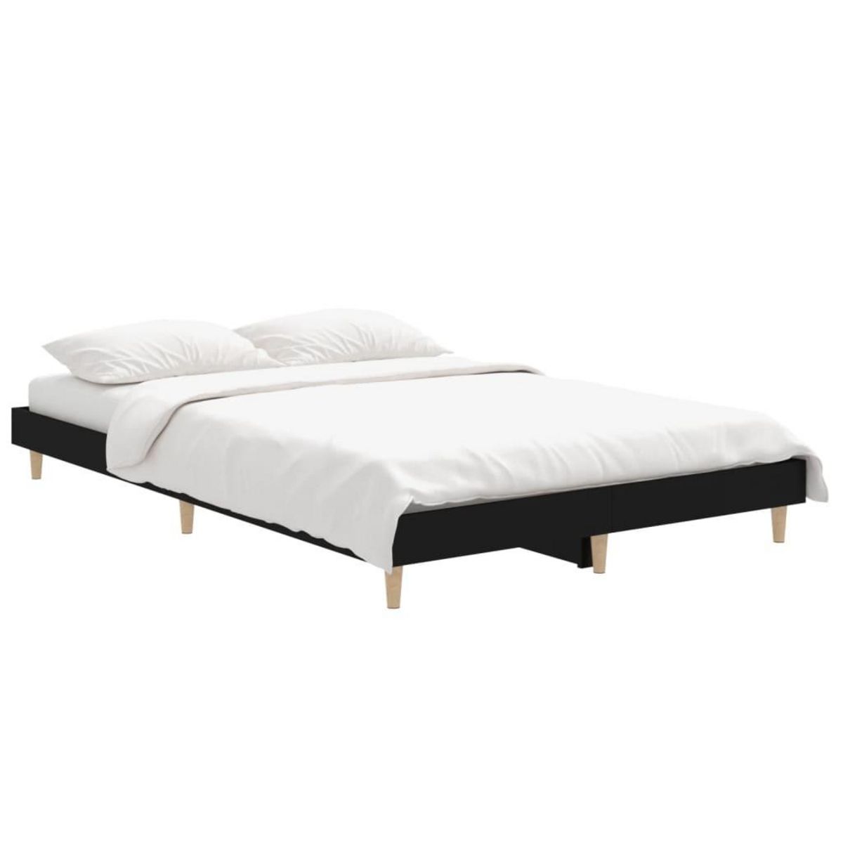 VIDAXL Cadre de lit sans matelas noir 120x190 cm bois d'ingenierie