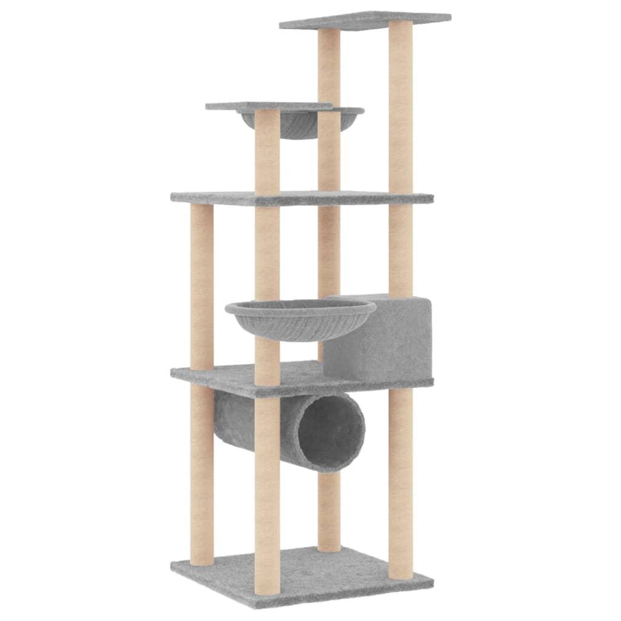 Voir la diapositive 5 : VIDAXL Arbre a chat avec griffoirs en sisal gris clair 141 cm