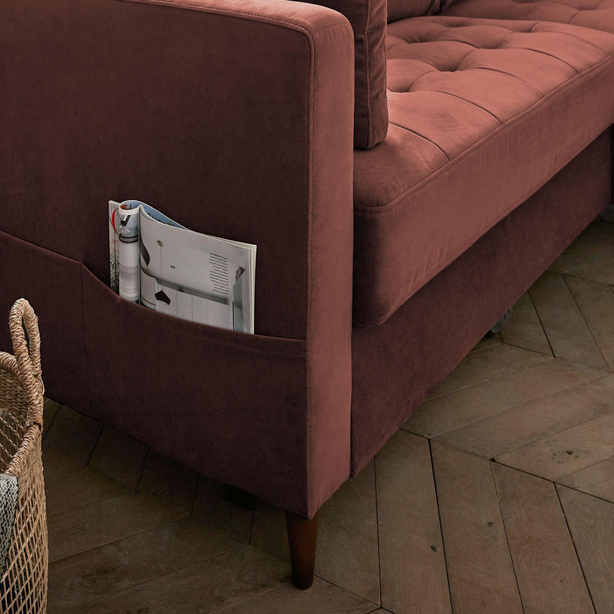 Voir la diapositive 5 : BEST MOBILIER Anna - canapé d'angle droit - 4 places - convertible avec coffre - en velours