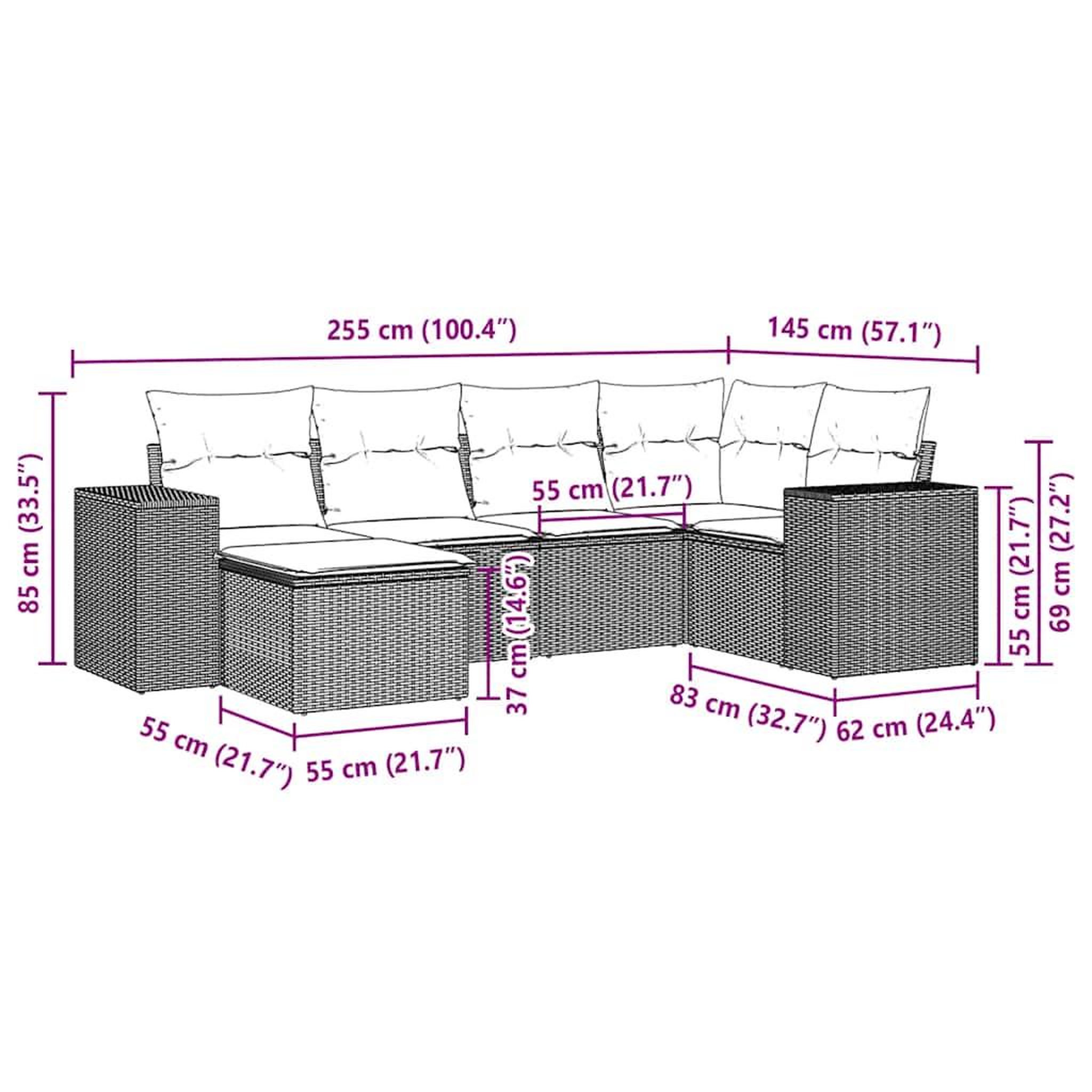 Voir la diapositive 3 : VIDAXL Salon de jardin 6 pcs avec coussins gris clair resine tressee