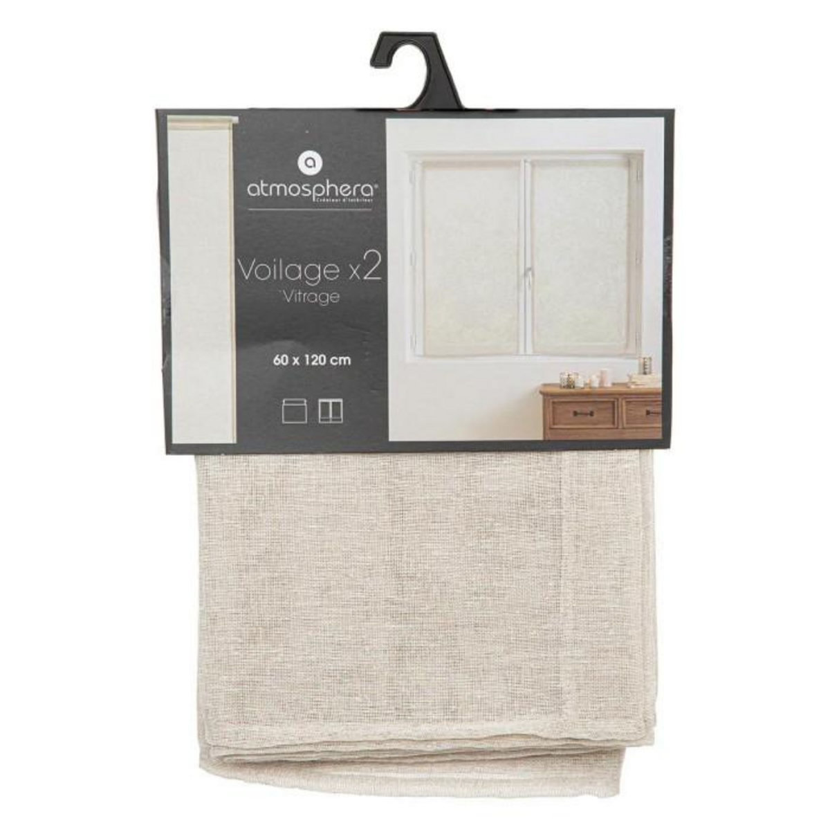 ATMOSPHERA Lot de 2 Rideaux Voilage  Fred  60x120cm Lin