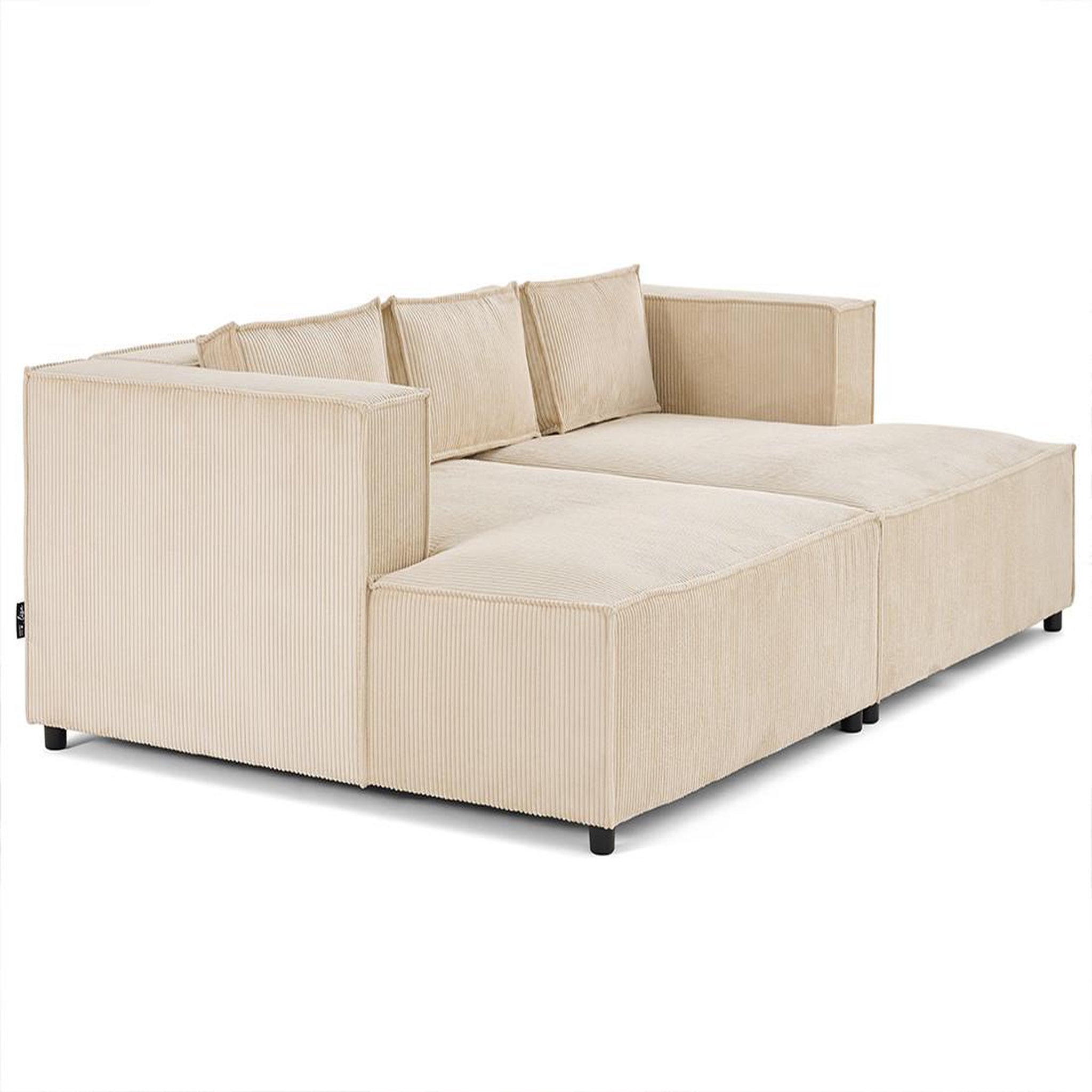 Voir la diapositive 4 : LISA DESIGN Stella - canapé droit 3 places avec double méridienne - assise profonde - en velours côtelé