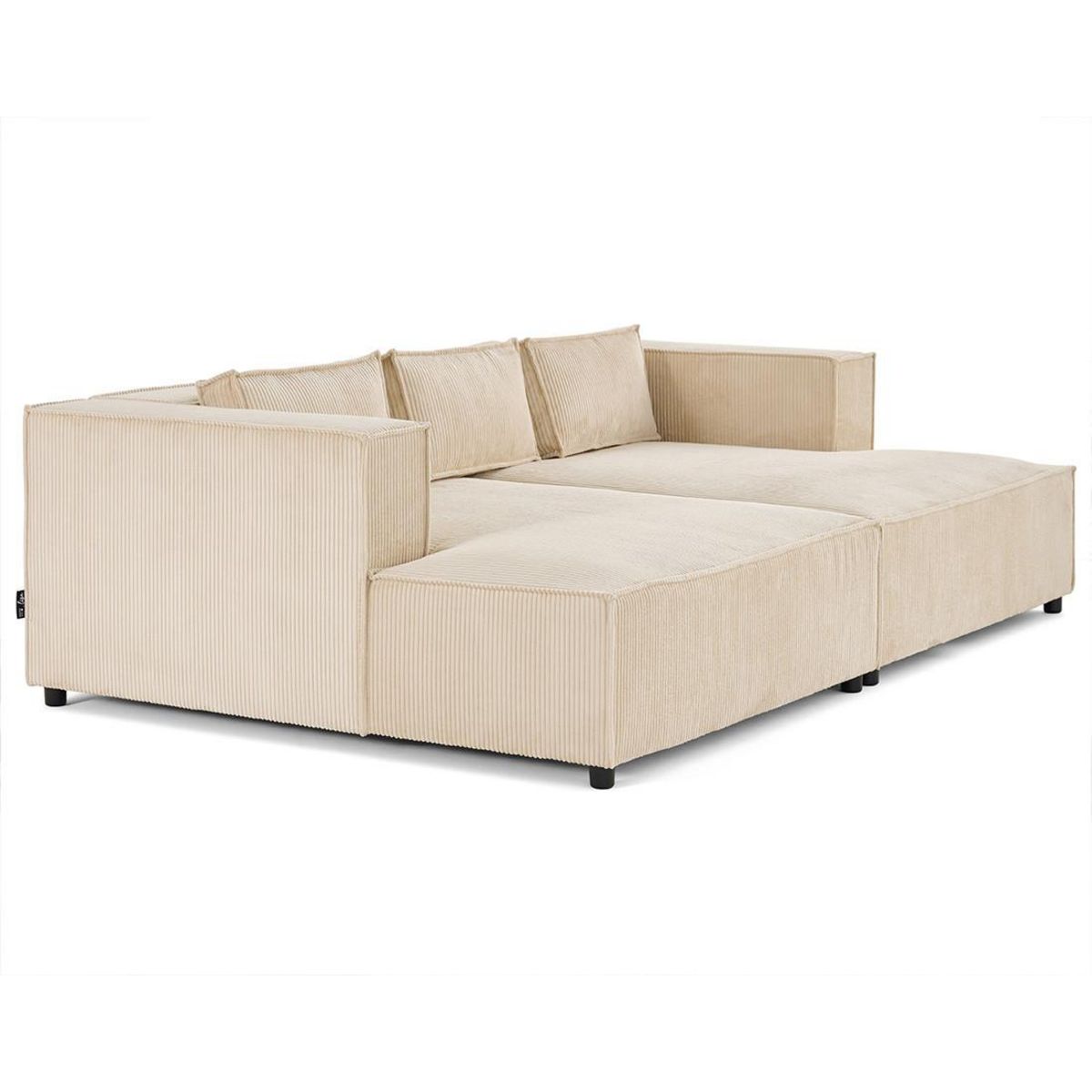 LISA DESIGN Stella - canapé droit 3 places avec double méridienne - assise profonde - en velours côtelé