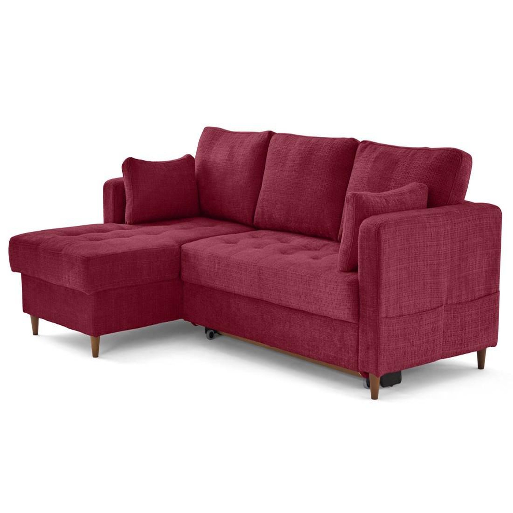 Voir la diapositive 4 : BEST MOBILIER Anna - canapé d'angle gauche 4 places convertible avec coffre en velours texturé