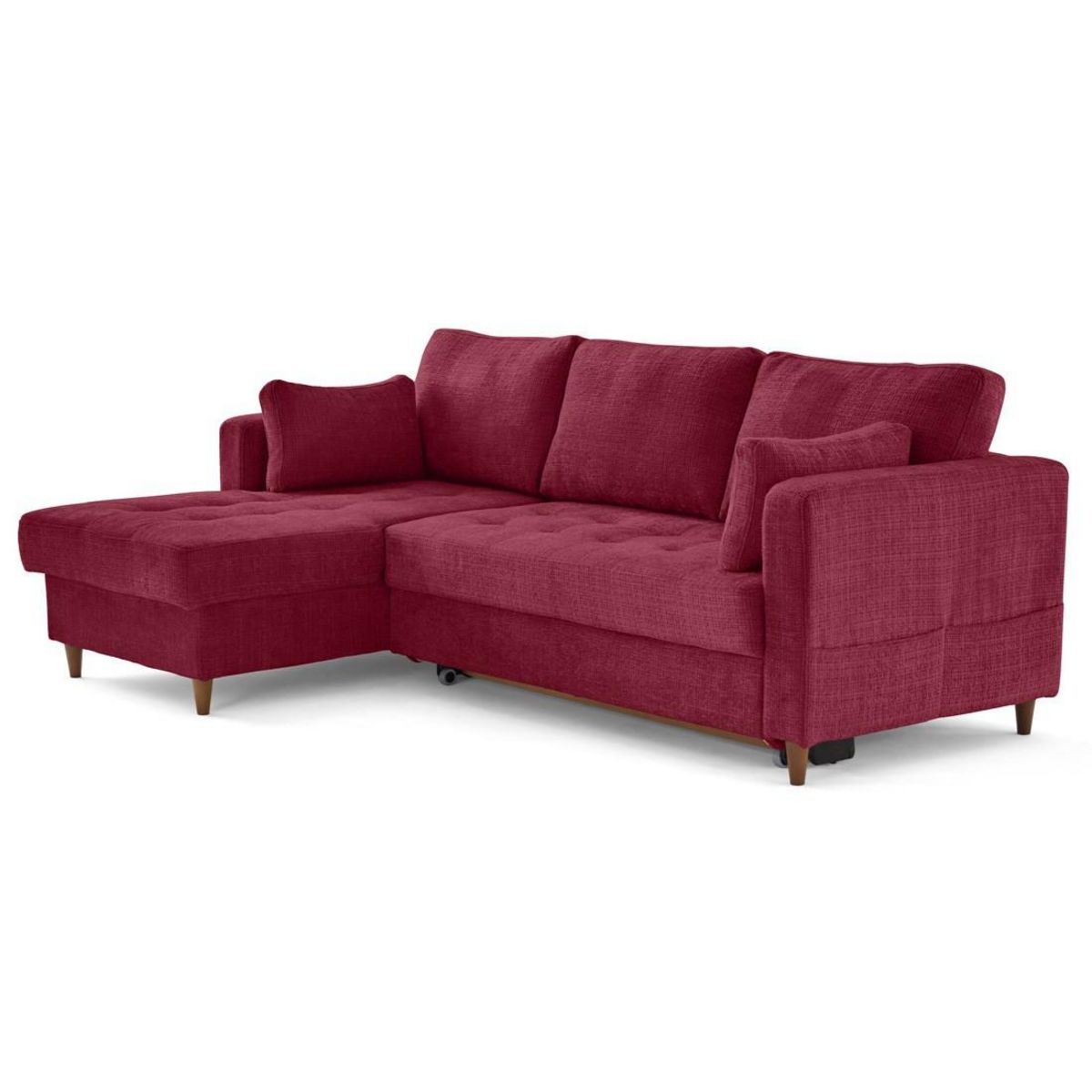 LISA DESIGN Anna - canapé d'angle gauche 4 places convertible avec coffre en velours texturé