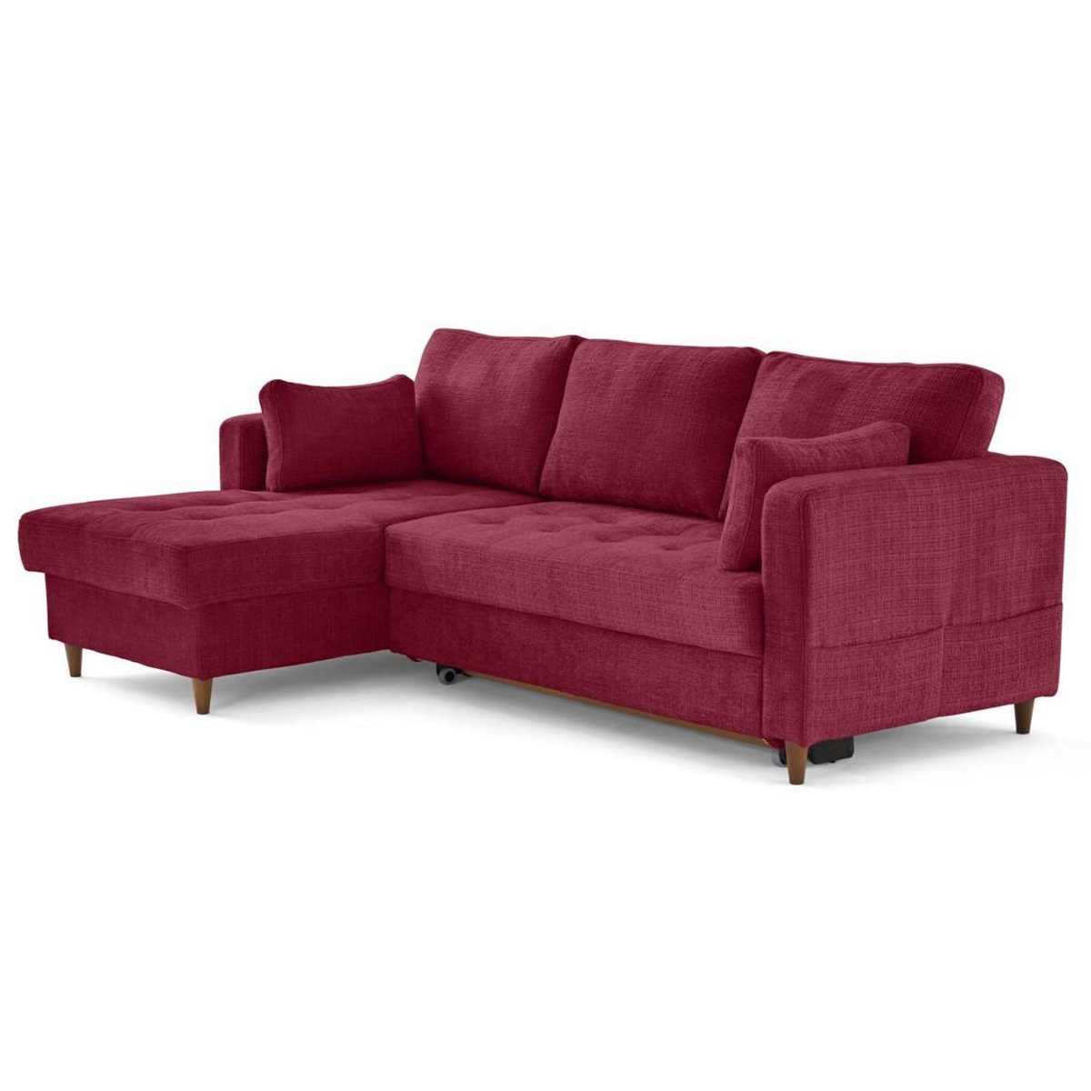 LISA DESIGN Anna - canapé d'angle gauche 4 places convertible avec coffre en velours texturé