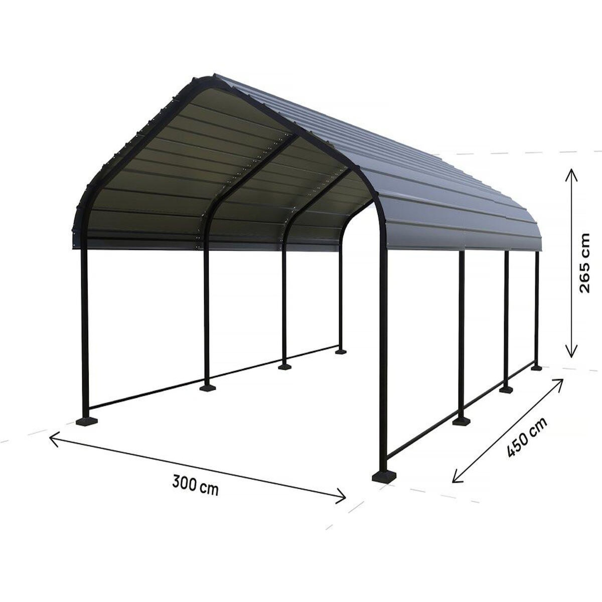 Habitat et Jardin Carport abri de voiture en métal  Phoenix  - 13,5 m² - Gris