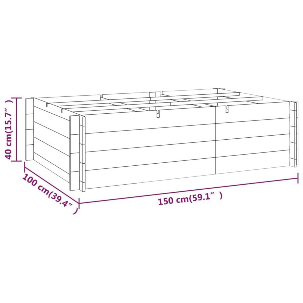 VIDAXL Lit sureleve 150x100x40 cm bois impregne