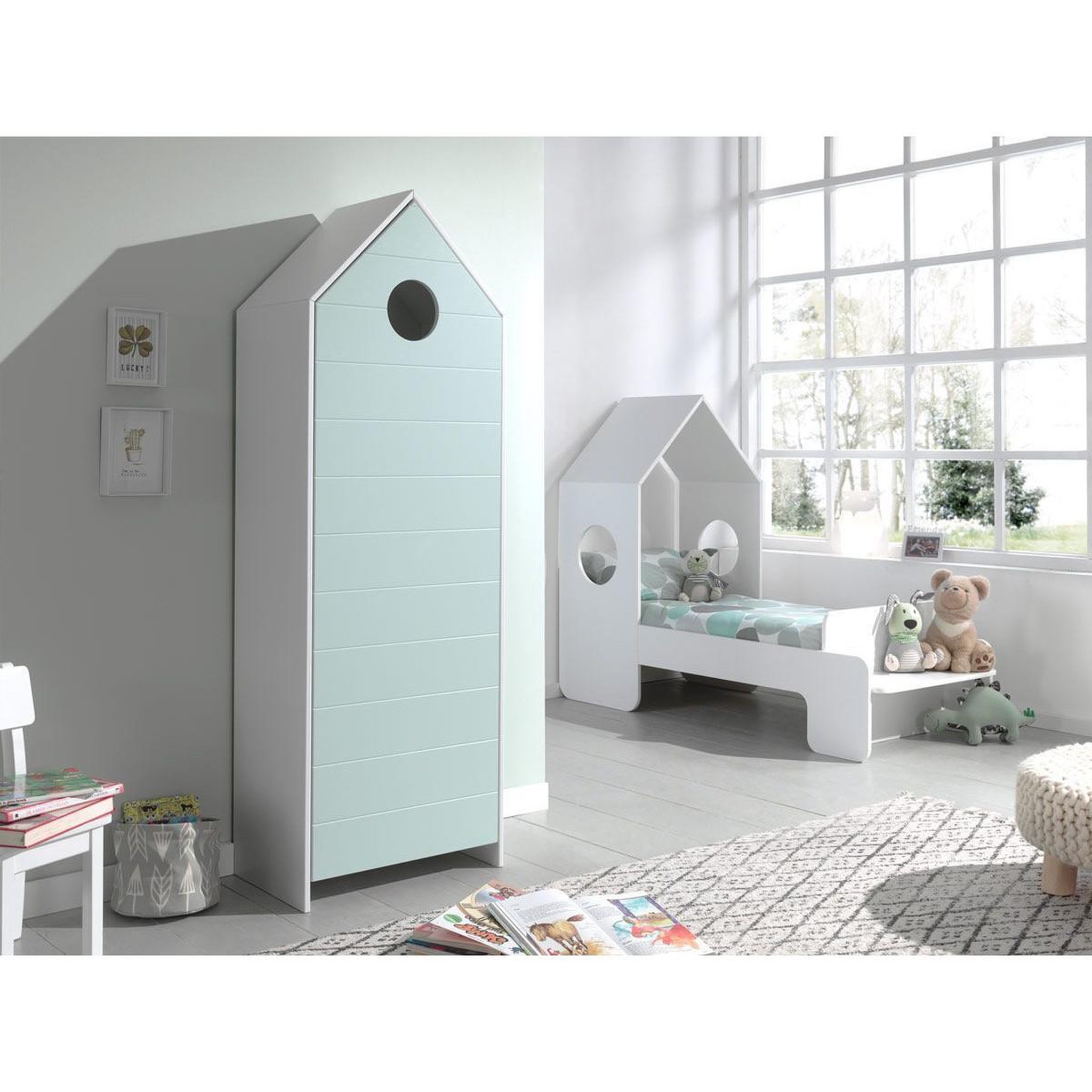 Voir la diapositive 6 : Paris Prix Pack - étagère & armoire 4 niveaux  casami  171cm blanc & menthe