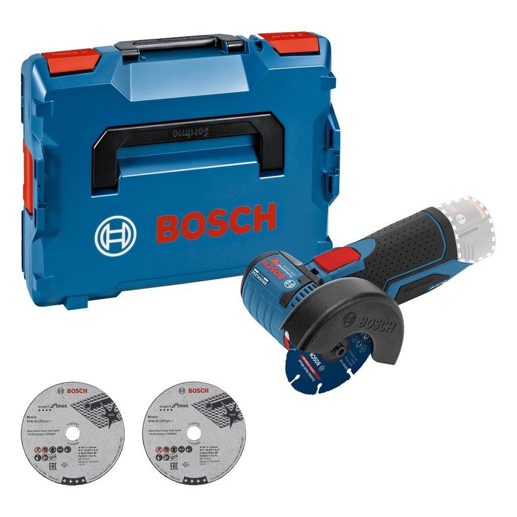 Bosch Professional Meuleuse angulaire sans fil gws 12v-76 + 3 disques + l-boxx