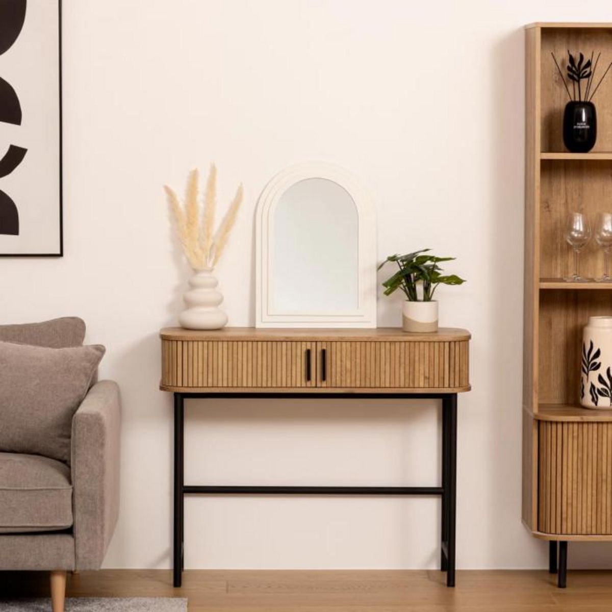 ATMOSPHERA Miroir Mural en Bois  Emily  55cm Blanc