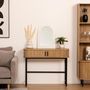 Voir la diapositive 3 : ATMOSPHERA Miroir Mural en Bois  Emily  55cm Blanc