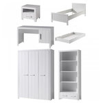 Vipack Ensemble de mobilier Vipack ERIK : Lit simple, Lit gigogne, Chevet, Bureau, Armoire 3 portes et Bibliothèque en bois laqué blanc