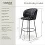 Voir la diapositive 6 : tectake Chaise de bar en velours rembourré noir/noir Ensemble de 4 pièces
