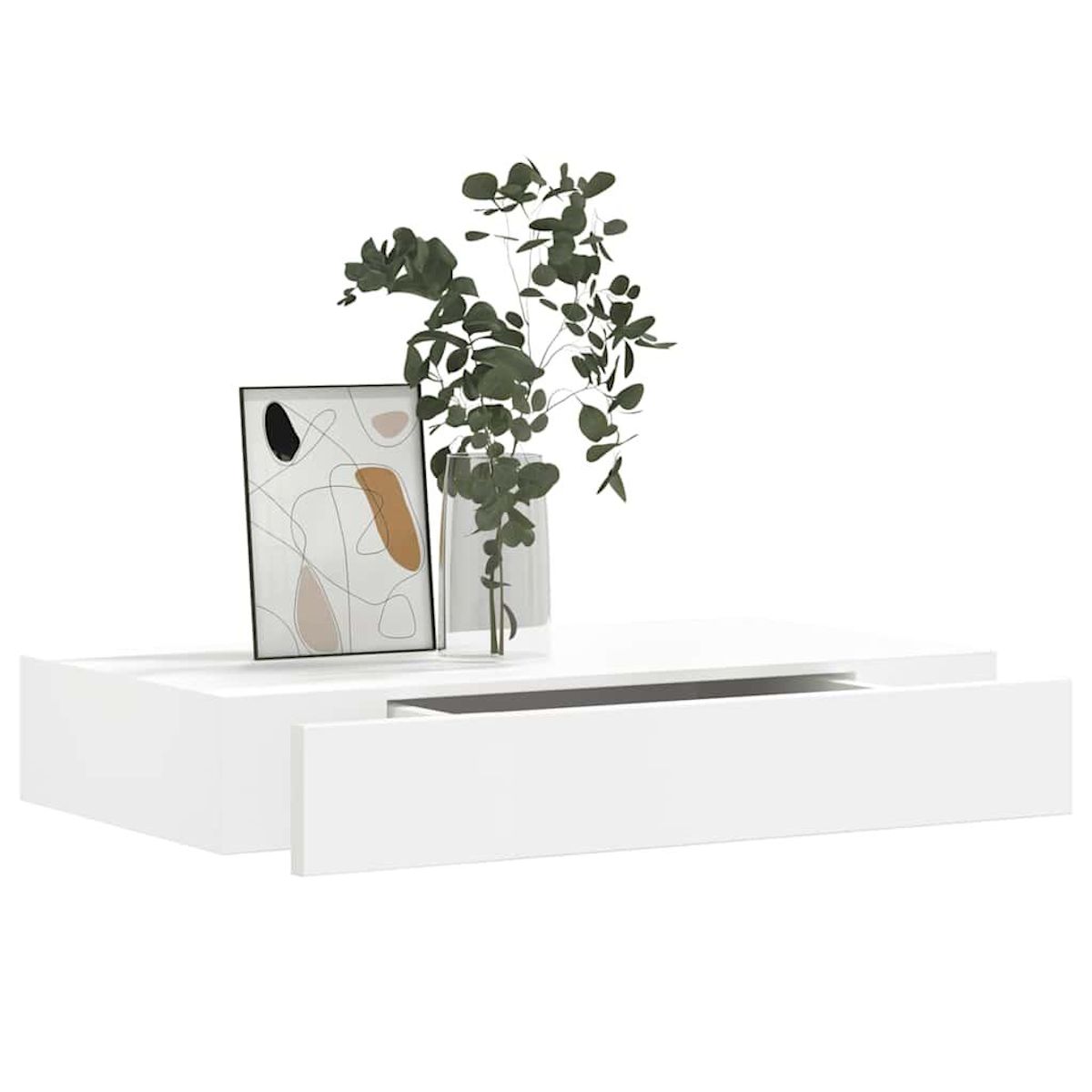 VIDAXL Etagere murale avec 1 tiroir MDF Blanc Rangement de livres/DVD