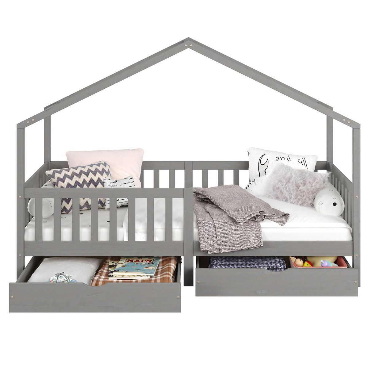 IDIMEX Lit cabane ELEA avec tiroirs, 90 x 200 cm en pin massif