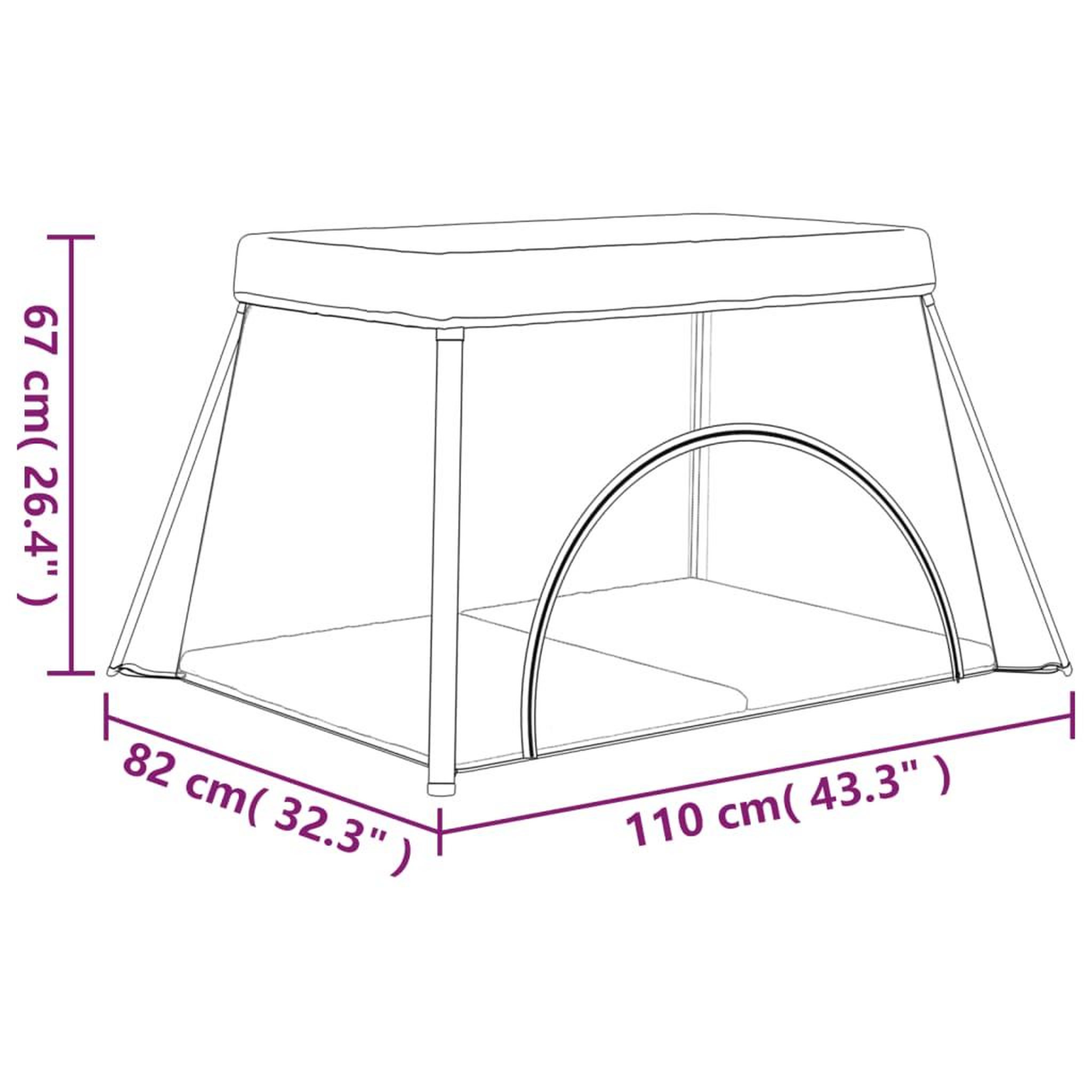 Voir la diapositive 6 : VIDAXL Parc pour bebe avec matelas Gris fonce Tissu de lin