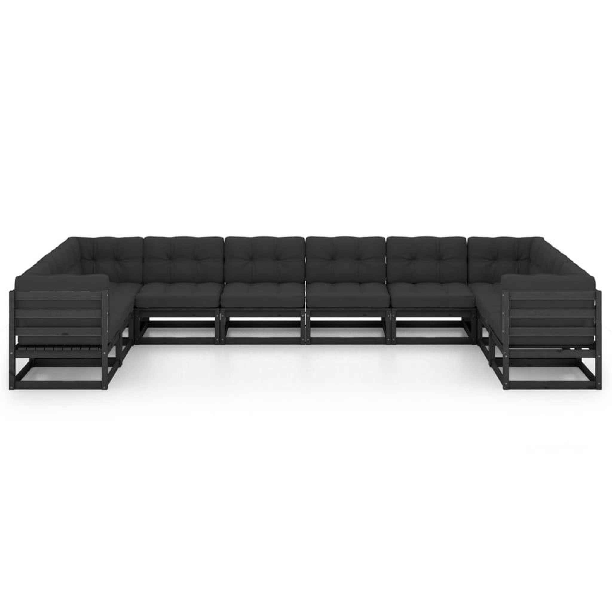 Voir la diapositive 3 : VIDAXL Salon de jardin 10 pcs avec coussins Noir Bois de pin massif
