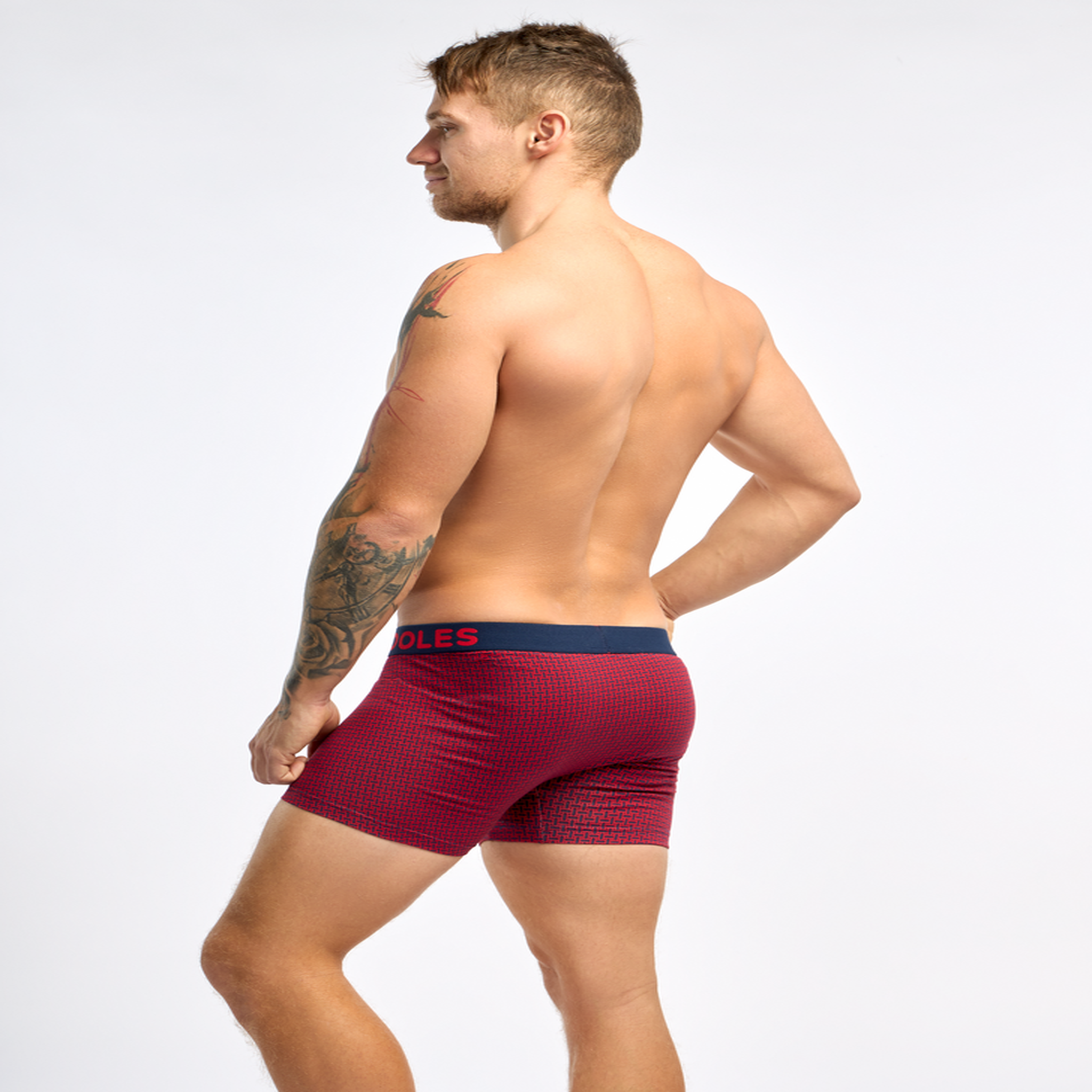 Voir la diapositive 4 : DEDOLES Boxer homme motif jacquard bleu & rouge