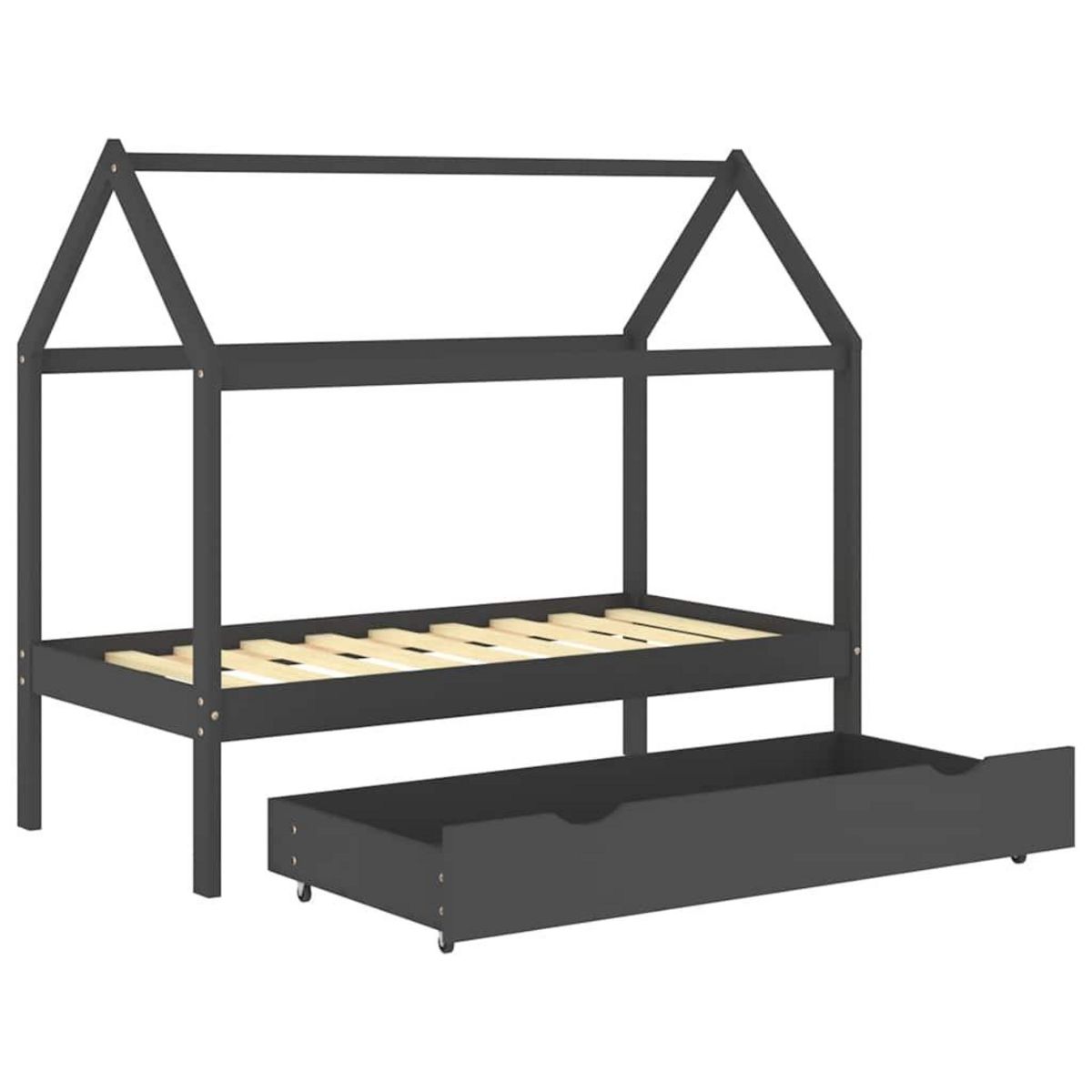 VIDAXL Cadre de lit d'enfant avec un tiroir Gris fonce Pin 80x160 cm