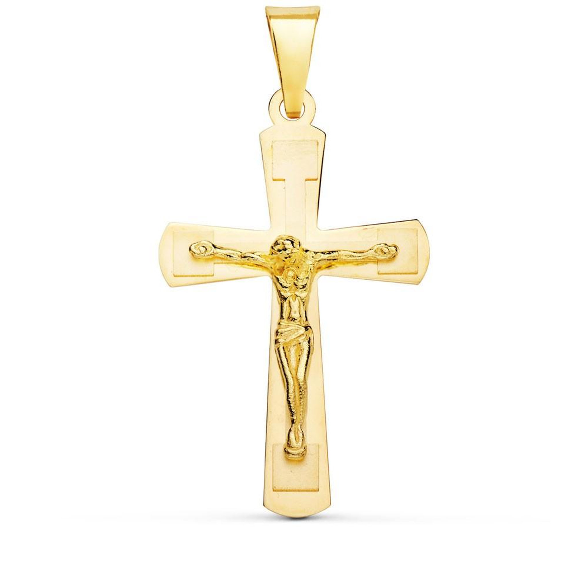 L'ATELIER D'AZUR Pendentif  - Médaille Christ sur la Croix Or 18 Carats 750 Jaune - Chaine Offerte
