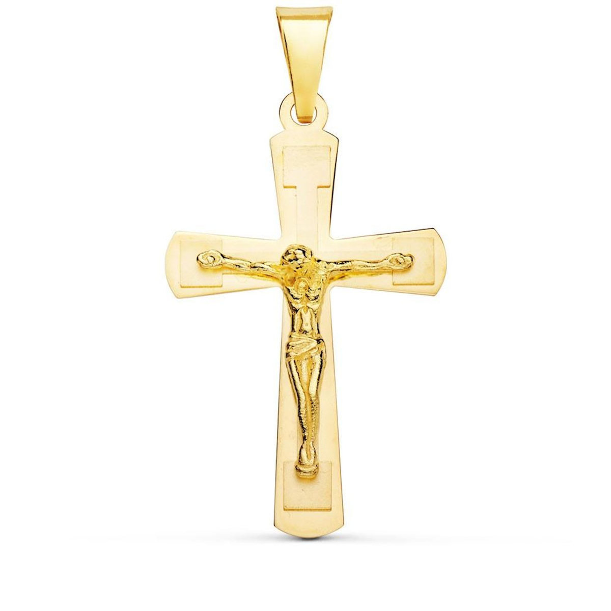 L'ATELIER D'AZUR Pendentif  - Médaille Christ sur la Croix Or 18 Carats 750 Jaune - Chaine Offerte