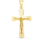 L'ATELIER D'AZUR Pendentif  - Médaille Christ sur la Croix Or 18 Carats 750 Jaune - Chaine Offerte