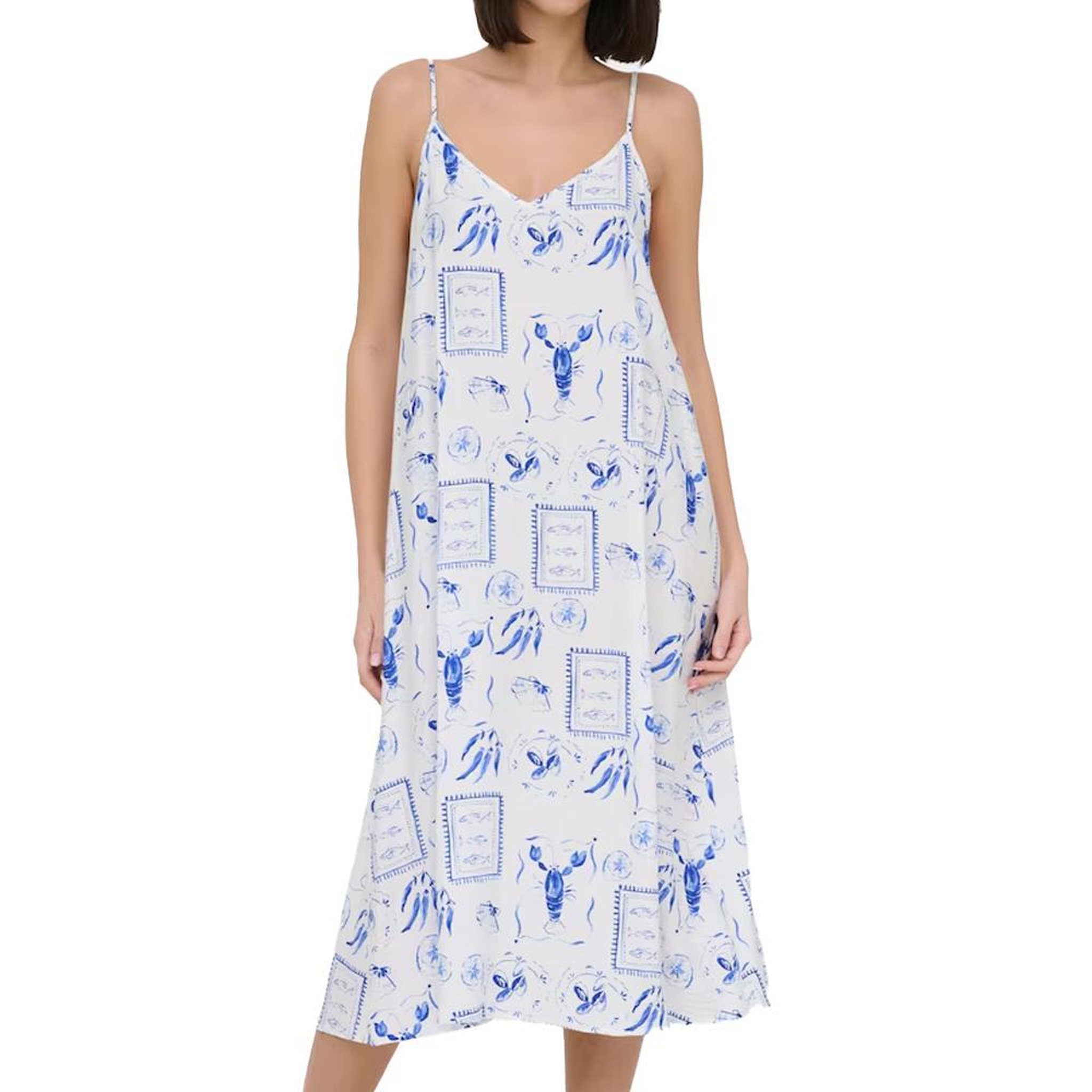 JACQUELINE DE YONG Robe blanc/bleu femme jdy midi dress