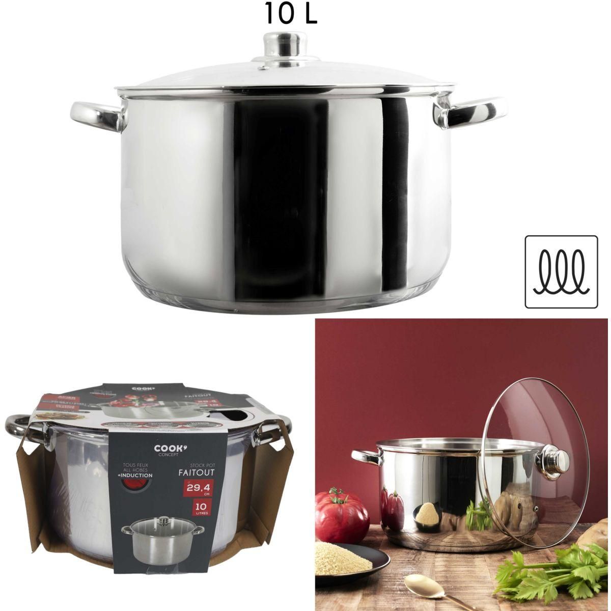 COOK CONCEPT Faitout 10L induction avec couvercle