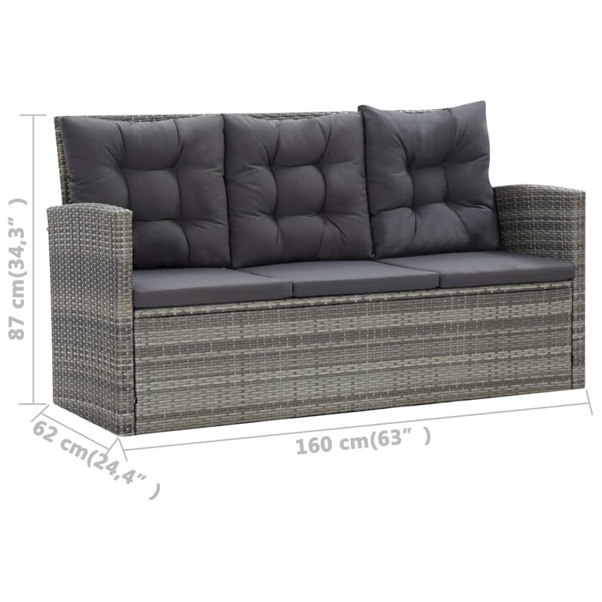 Voir la diapositive 6 : VIDAXL Ensemble a manger d'exterieur 5pcs coussins resine tressee gris