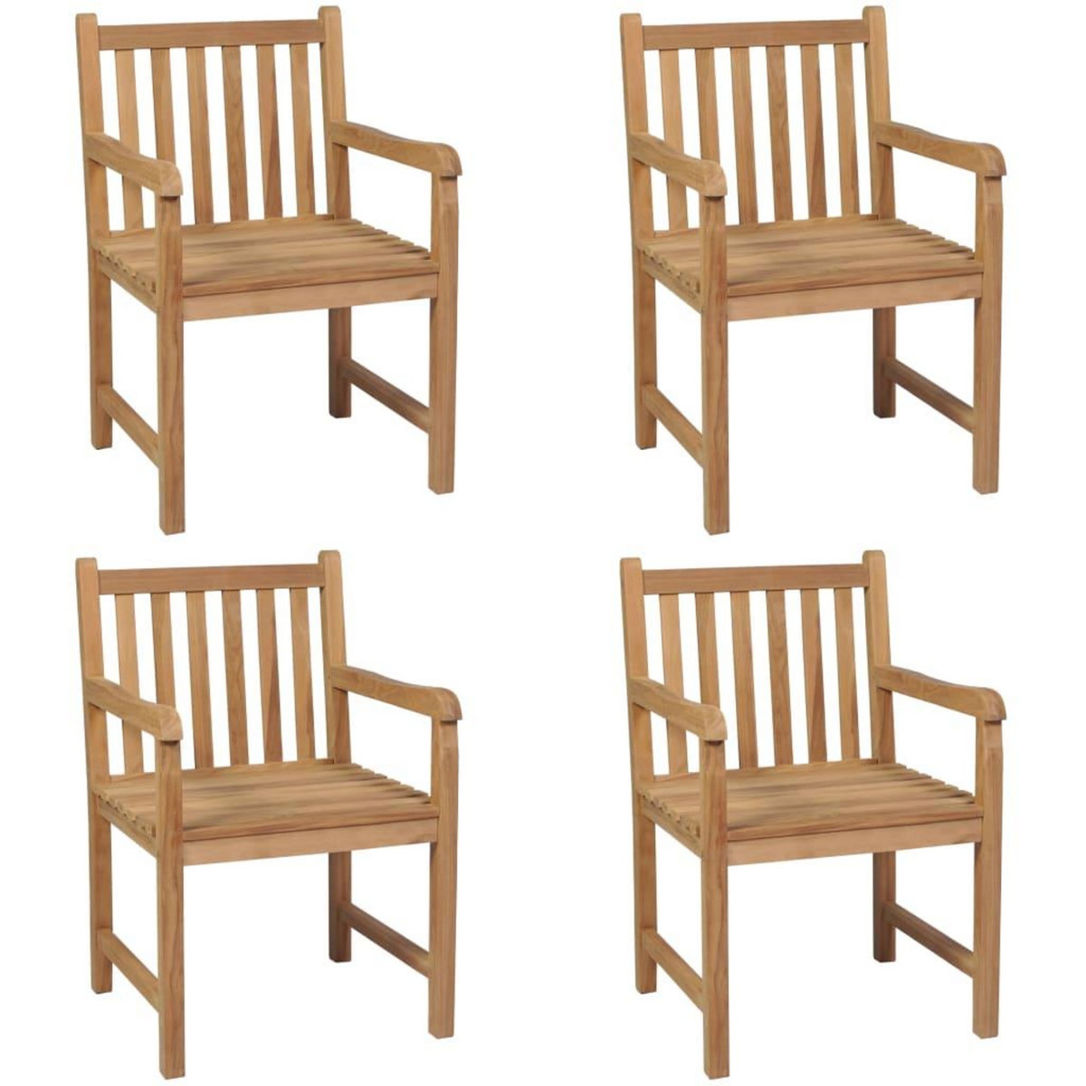 VIDAXL Chaises d'exterieur lot de 4 Bois de teck solide