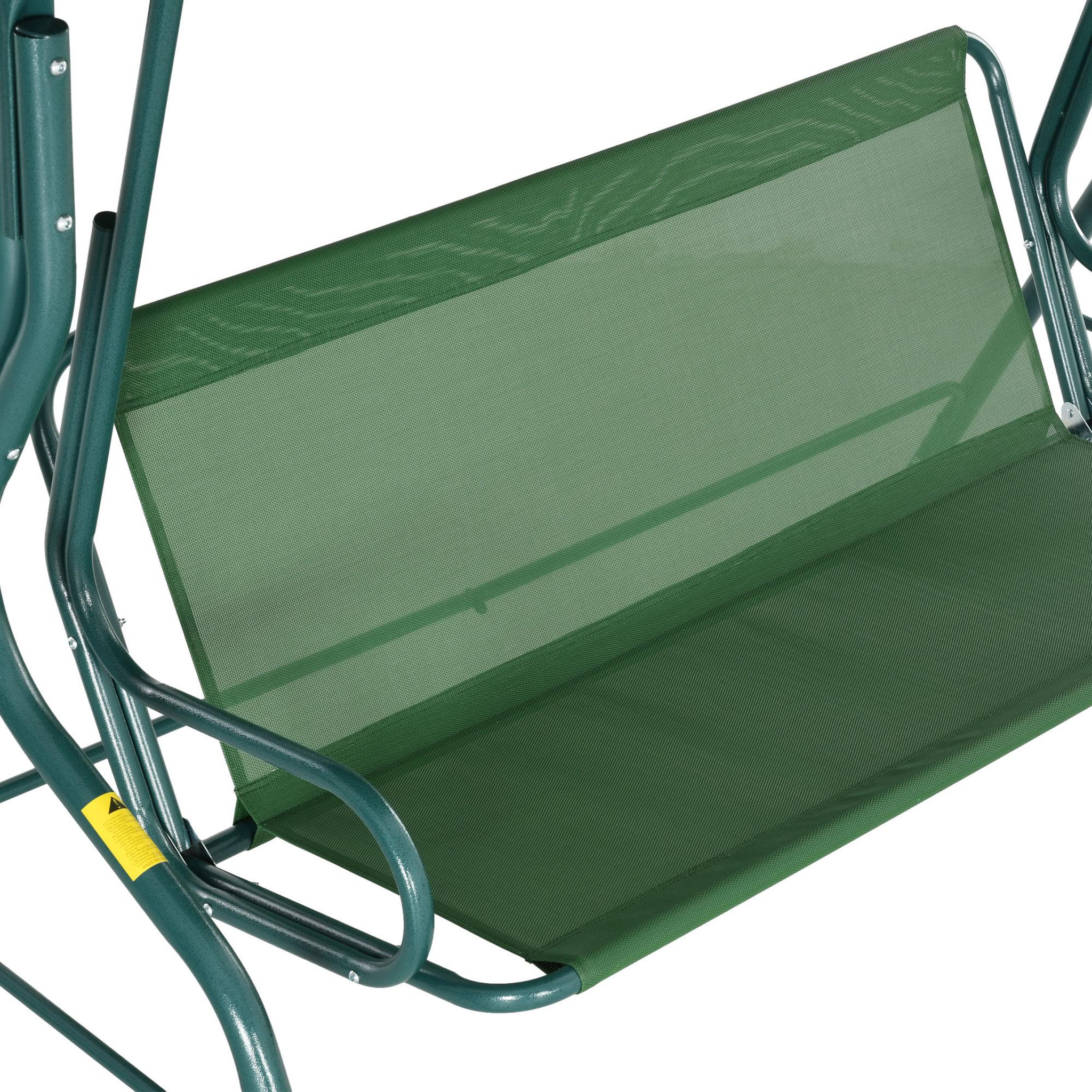 Voir la diapositive 5 : OUTSUNNY Balancelle de jardin 3 places coussins assise dossier vert blanc rayé