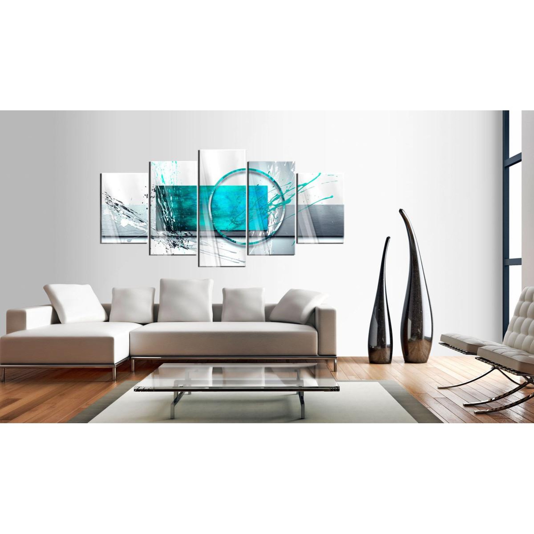 Voir la diapositive 2 : Paris Prix Tableau sur verre acrylique  turquoise expression