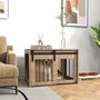 Voir la diapositive 2 : PAWHUT Cage pour chien animaux style indisutriel - porte coulissante verrouillable - acier noir panneaux aspect bois