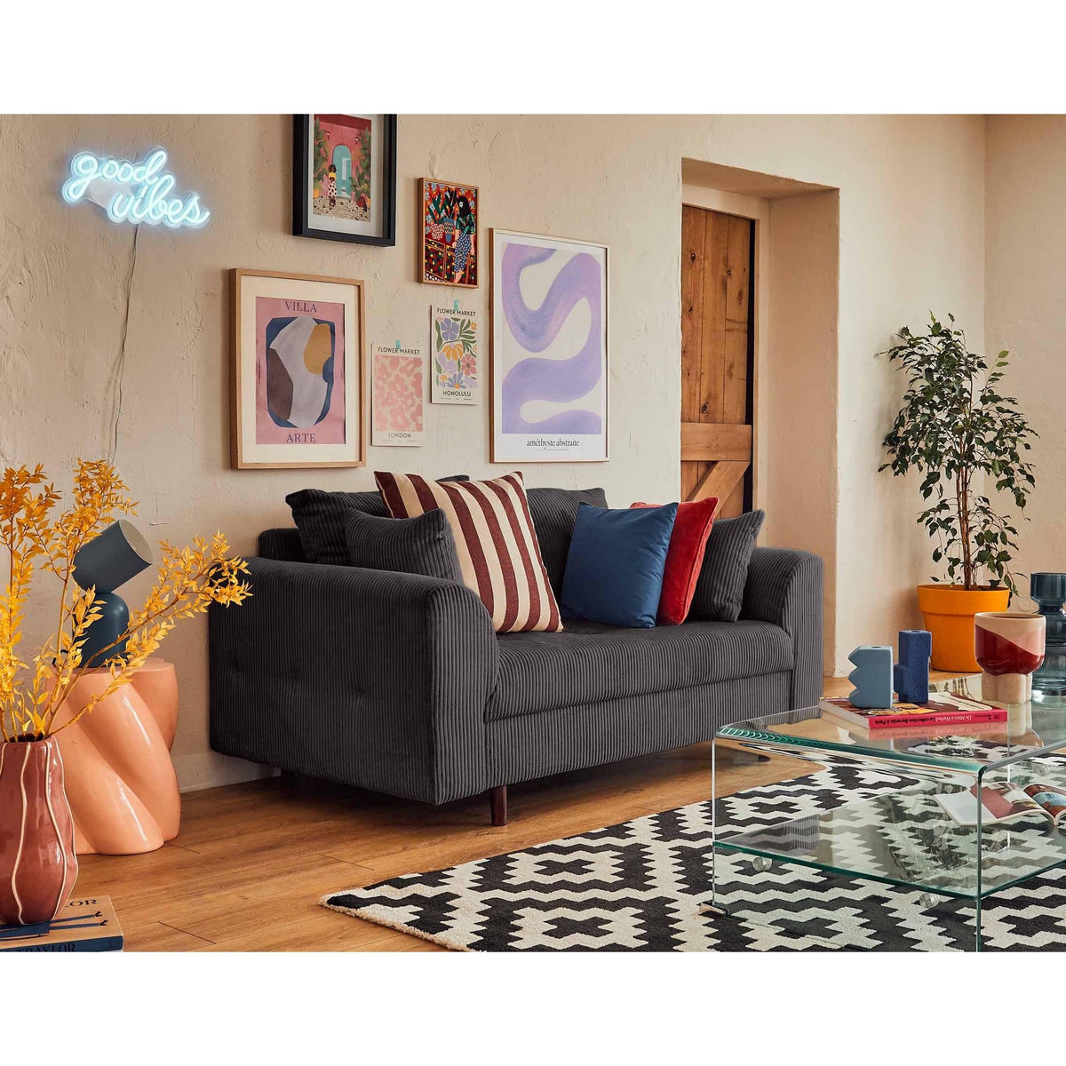 LISA DESIGN Rune - canapé 2 places - en velours côtelé