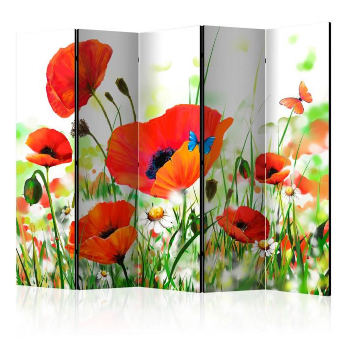 Paris Prix Paravent 5 Volets  Country Poppies  172x225cm