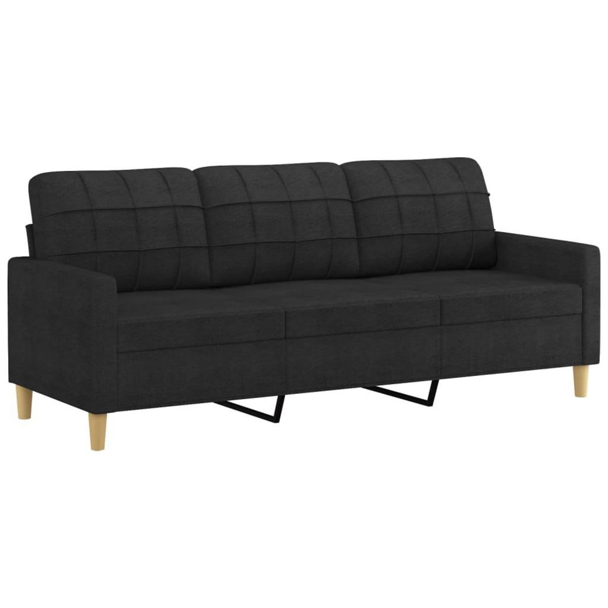 VIDAXL Canape 3 places avec oreillers decoratifs noir 180 cm tissu
