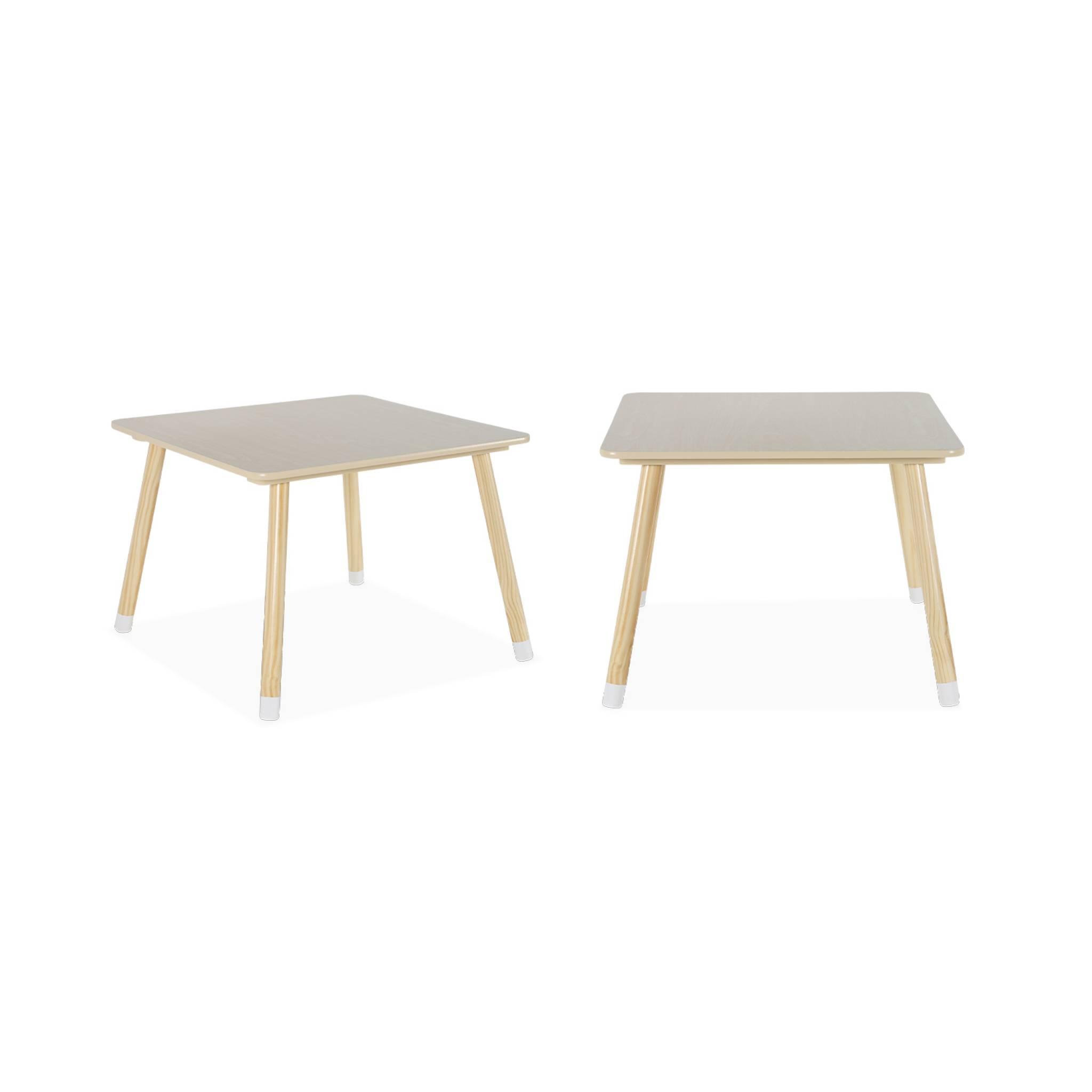 Voir la diapositive 5 : SWEEEK Table enfant + 2 chaises. pieds en pin. couleur blanc et bois