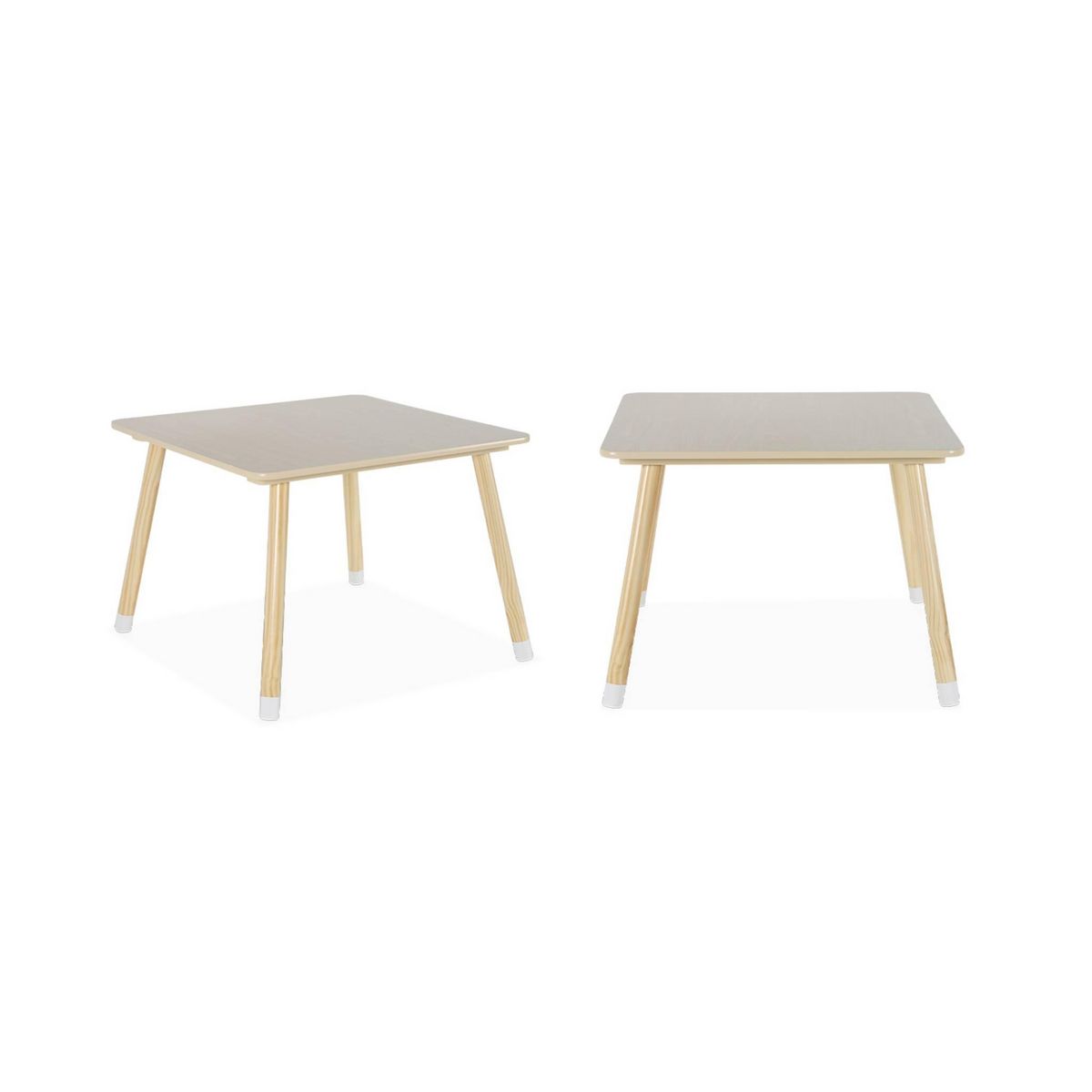 SWEEEK Table enfant + 2 chaises. pieds en pin. couleur blanc et bois