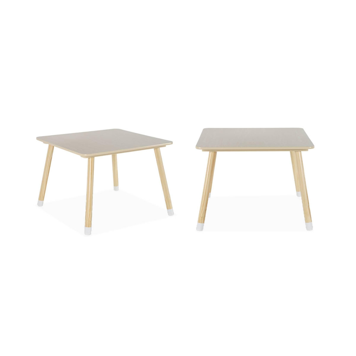 SWEEEK Table enfant + 2 chaises. pieds en pin. couleur blanc et bois