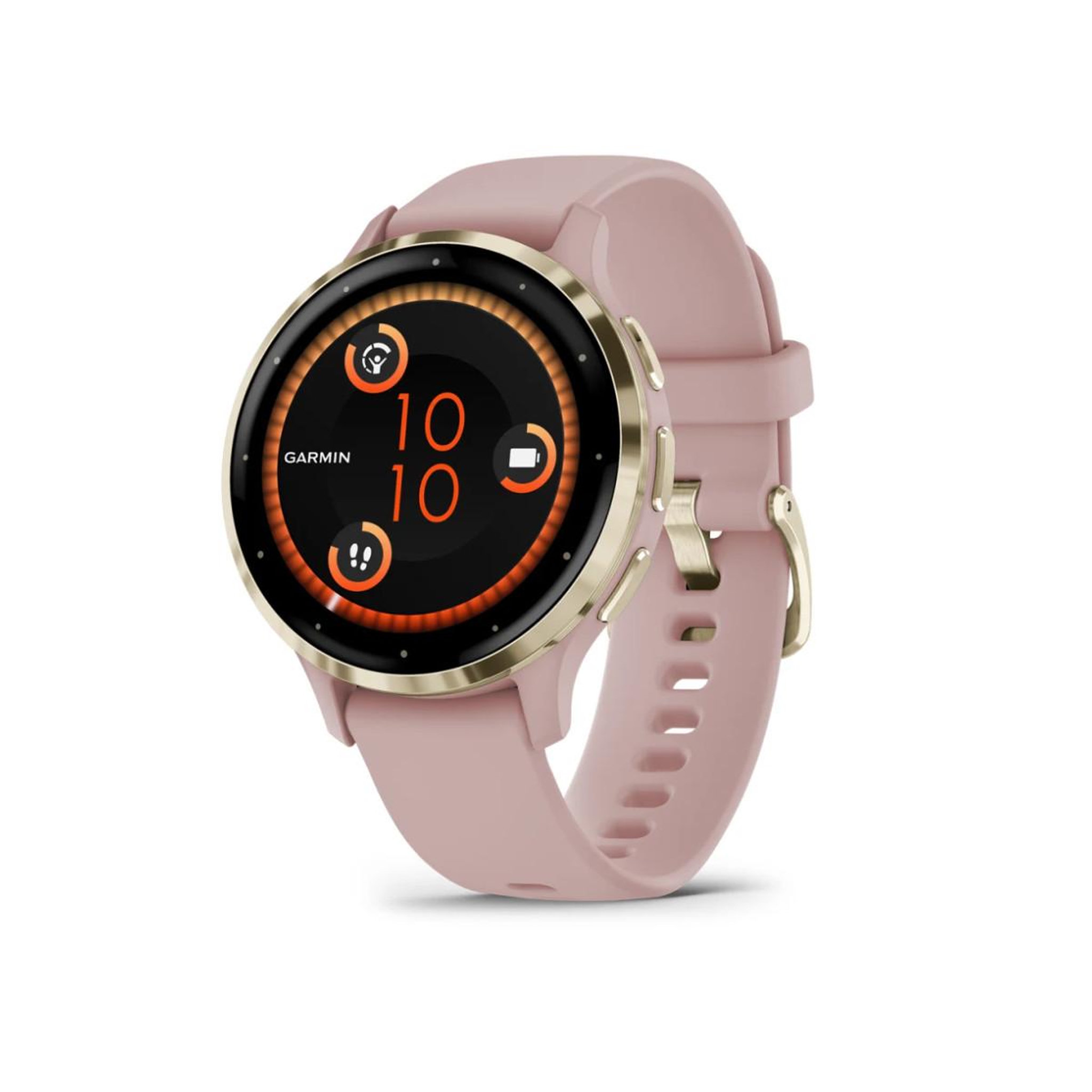 Voir la diapositive 2 : GARMIN Montre connectée Garmin Venu 3S 41mm en acier Soft Gold, boîtier rose et bracelet en silicone rose