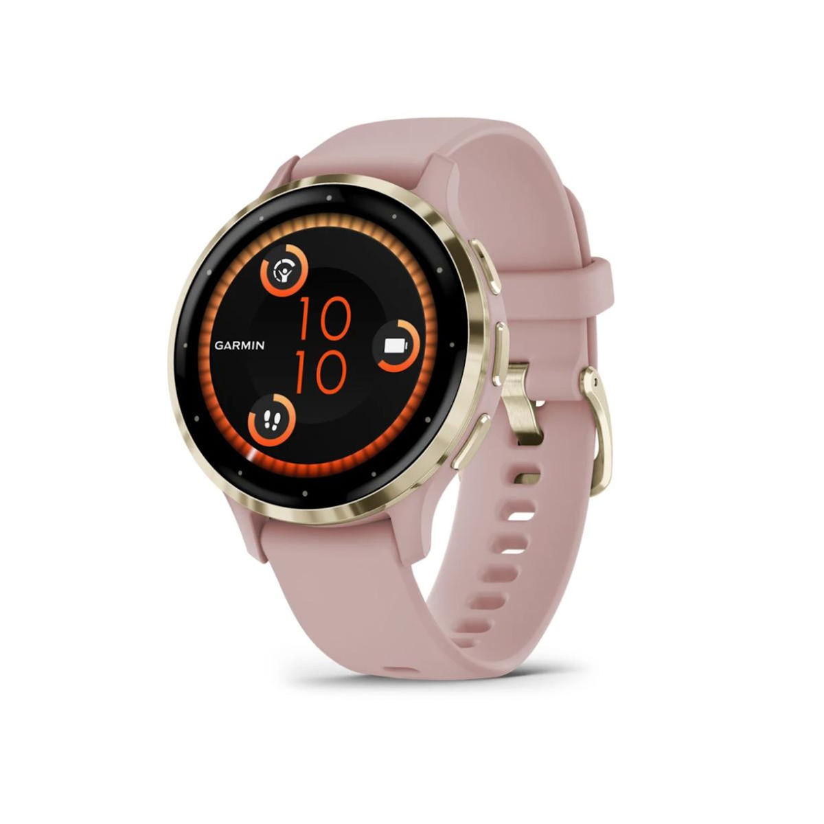 GARMIN Montre connectée Garmin Venu 3S 41mm en acier Soft Gold, boîtier rose et bracelet en silicone rose