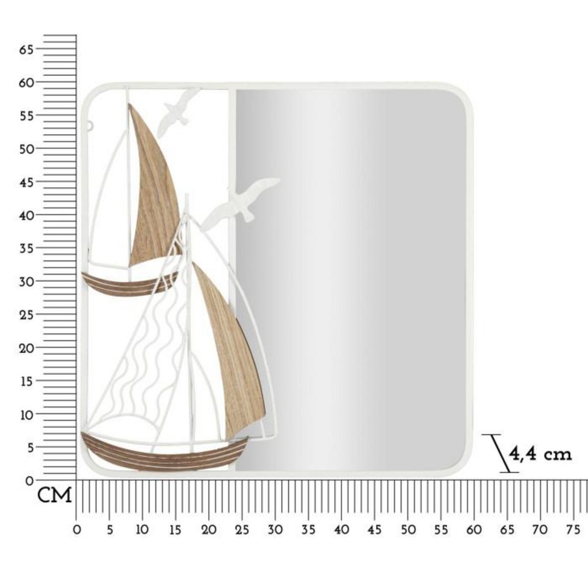 Paris Prix Miroir Mural Design  Adriatic  60cm Blanc & Naturel